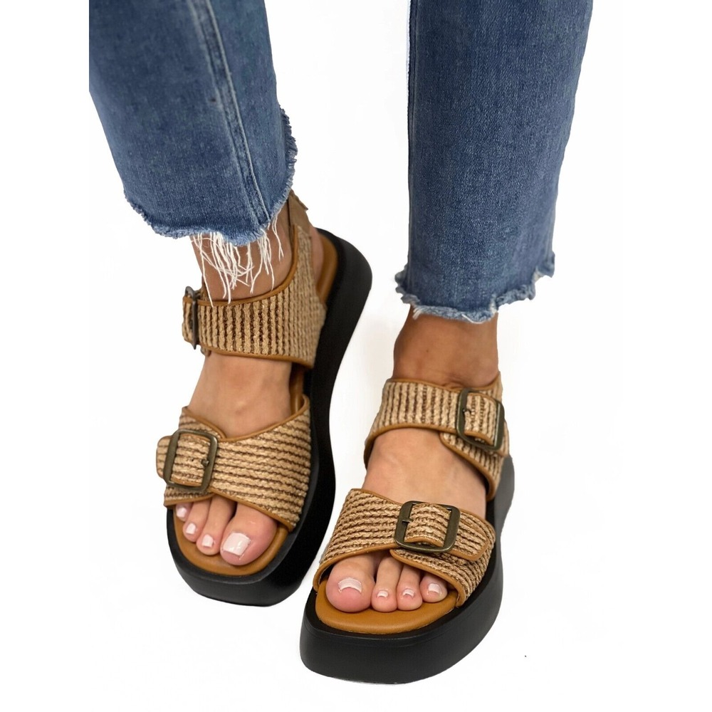 NEW Free People Women's Size 10 M Sandals Mandi Weave Sport Buckle Natural - Picture 2 of 7